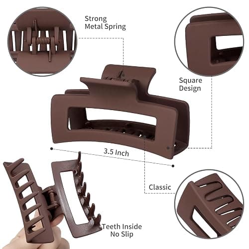 Sisiaipu 3.5 Inch Medium Hair Claw Clips 12 Pcs Square Claw for Thick and Thin Hair Rectangular Rectangle Hair Clips Jaw Clips Bulk Hair Accessories for women and Girls (Regular) thumbnail 3