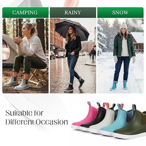 ZCVQX Women's Deck Boots Waterproof Ankle Rain Boots | Outdoor Fishing Garden Boots for Women, Anti-Slip Shoes, Lightweight Comfortable Work Shoes thumbnail 6