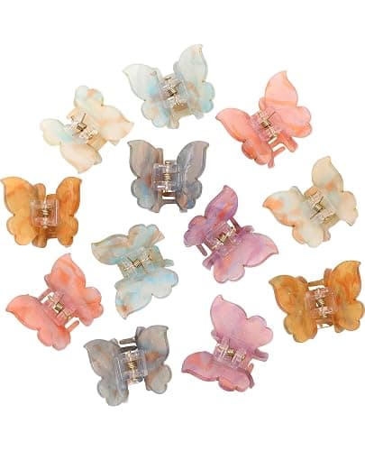 Sequins Butterfly Hair Clips - 12PCS Small Clamps for Thin Hair Styling Accessories, Classic Claws for Women & Girls - Image 1