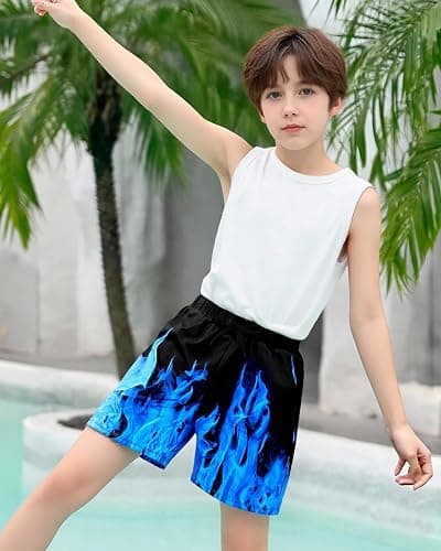 Latnnut Boys Swim Trunks with Compression Liner Quick Dry Beach Shorts Big Kids Bathing Suit Board Shorts Swimwear 5-16Y thumbnail 3