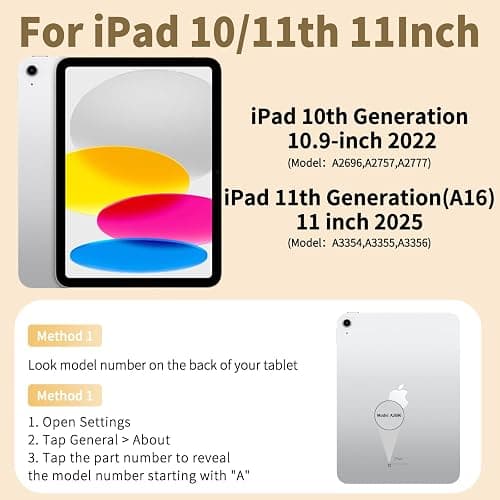 BQDIYOO Keyboard for iPad 11th Gen, 11/10.9inch iPad Case with Pencil Holder, 11inch A16/10.9" Slim Lightweight case with Wireless Backlight Keyboard Folio Cover Auto Wake/Sleep, Cream White thumbnail 2