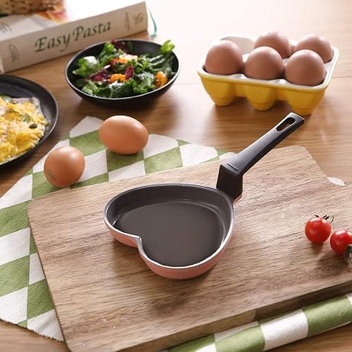 Neoflam 5.5'' Ceramic Nonstick Little Shaped, Frying Griddle Pan, Shaper Mini Pancake Waffle Maker with Heat Resistant Handle for Breakfast Scrambled Egg, Grilled Cheese, Pink Heart (51101) thumbnail 2