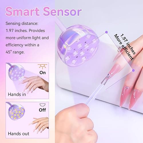 Makartt UV LED Nail Lamp - Gooseneck UV Light for Gel Nails USB 39W Cordless Flash Cure Lamp with 4 Times & Auto Sensor Nail Dryer Fast Curing Nail Art Design for Salon Home DIY (Glazed Purple) thumbnail 6