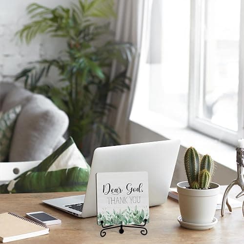 Modern Farmhouse Decor, Home Decor For Living Room, Boho Chic Aesthetic Shelf Decorations, Christian Eucalyptus Dear God Sign, Farm House Entryway Tv Stand Fireplace Coffee Table Decoration (09) thumbnail 5