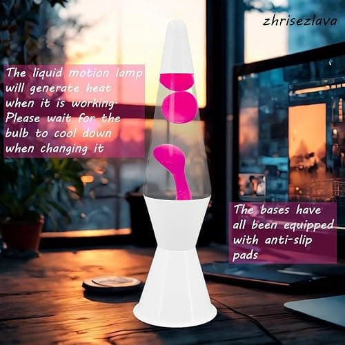 zhrisezlava 16 Inch Liquid Motion Lamp, Transparent Magma Motion Lamps with Pink Wax, Relaxing Night Light Home Decor for Contemplation, Suitable for Living Room Bedroom Office thumbnail 4