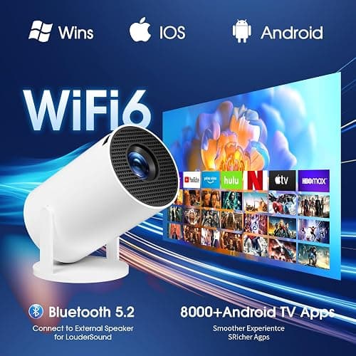 [App intégrée] Vidéoprojecteur 2025 Rétroprojecteur Portable Mini Projecteur Dual Contrôle avec Souris Android TV WiFi 6 BT5.2 180° Rotation HDMI/TV Stick/USB/PS5, avec HDMI et Souris thumbnail 5