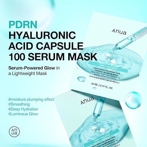 Anua PDRN Hyaluronic Acid Capsule 100 Serum Mask, Hydrating & Soothing Face Mask for Glass Skin, Dewy Glow and Firm Looking Skin, Salmon DNA & Collagen, Lightweight Texture, Korean Skin Care (10EA) thumbnail 2