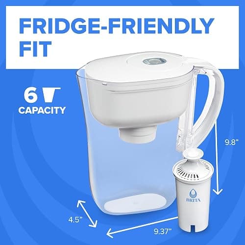 Brita Metro Water Filter Pitcher with SmartLight Change Indicator, BPA-Free, Replaces 1,800 Plastic Water Bottles a Year, Lasts Two Months, Includes 1 Filter, Small - 6-Cup Capacity, White thumbnail 7