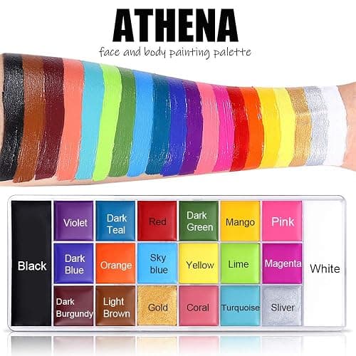 UCANBE Face Body Paint Set-Athena Painting Palette,10 Professional Artist Brush,Large Deep Pan Ideal for Halloween Cosplay Party SFX Arty Stage Makeup thumbnail 4
