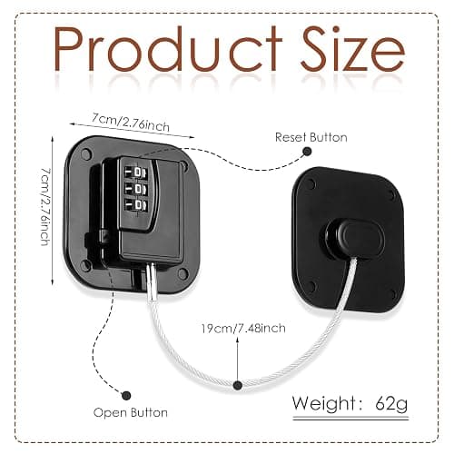 Himake Refrigerator Lock, Combination Lock for Refrigerator Cabinets, Drawers, Heavy Duty Fridge Lock, Easy Install No Keys Needed (2 Pack) thumbnail 2