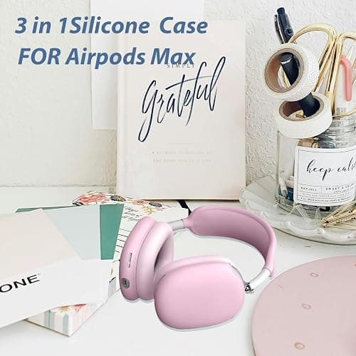 3-in-1 Silicone Case Cover for Apple AirPods Max Headphones, AirPod Max Accessory Protective Cover, Headband/Ear Cups/Ear Pad Covers, Anti-Scratch and Sweatproof (Pink) thumbnail 5
