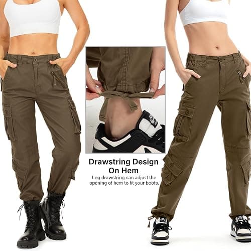 Jawtut Womens Cargo Pants Army Combat Work Pants with 8 Pockets Casual Cotton Ripstop Construction Pants thumbnail 4