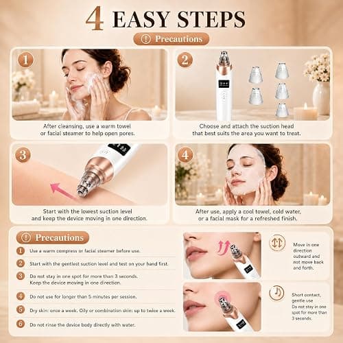 Blackhead Remover Vacuum for Face, 3 Adjustable Suction Levels, White | Adjustable Pore Cleaning, 5 Interchangeable Probes, USB Rechargeable Design thumbnail 3