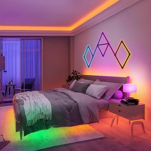 KOBAIBAN Smart Wall Light Lines, WiFi RGB LED Bars, 16M+ Color Dimmable Music Sync DIY Home Decor for Gaming Party Streaming Lovers, Compatible with Alexa & Google Assistant (6 Lines, Black) thumbnail 9
