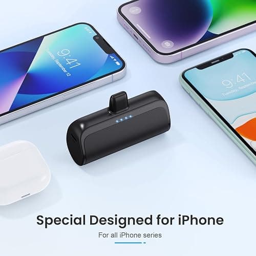 Mini Portable Charger Power Bank for iPhone,5200mAh Portable Phone Charger, Ultra-Compact PD Fast Charging Battery Pack Compatible with iPhone 14/14 Plus/Pro Max/13/12/12 Mini/11/XS/XR/X/8/7/6/6s - A-A--Black thumbnail 2