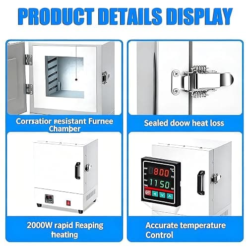 2000W Electric Kiln for Jewelry Making, Pottery Glazing & Metal Casting, Max Temp 1150℃, Ceramic Muffle Furnace for Home & Laboratory Use thumbnail 7