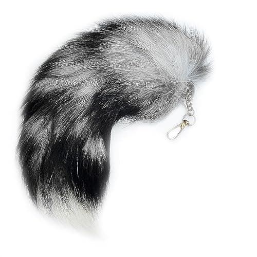 WtgwtQ Fluffy Fox Tail Fur Keychain Therian Cosplay Handbag Tassel Hook Accessories for Women Black Soft Faux Furry Tails Toy Kids Birthdays Party Costume Cat Toys for indoor Cats - Image 1