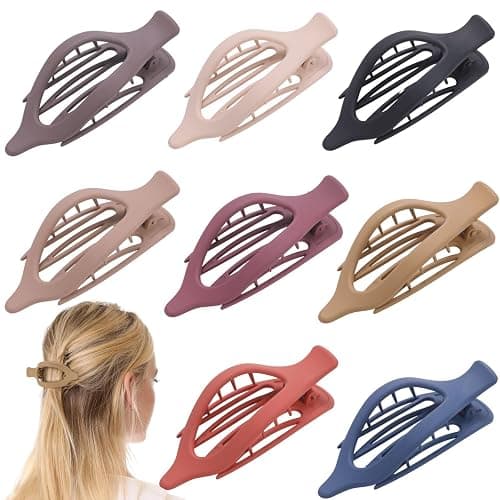 8 Pack Flat Hair Clips for Women,Matte No Crease Flat Claw Clips, Large Strong Hold Barrettes for Thick & Thin Hair, French Duckbill Styling Accessories thumbnail 8