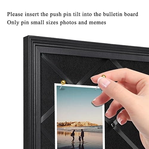 Aitakatta Black Felt Memo Bulletin Board with Frame, 17x13 inches Pin Board for Wall, Vision Board Message Board Memo Board with Criss-Cross Ribbons for Home Office School Wall Decor(BK Velvet-F,4333) thumbnail 6