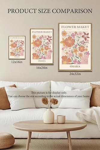 Gufro Flower Market Framed Wall Art,Matisse Abstract Minimalist Pink Floral Print,Nordic Boho Aesthetic Wildflower Flower Market Artwork For Living Room Bedroom Decor 12"X16" thumbnail 6