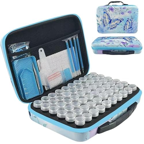 LIRUNQIU Diamond Painting Storage Containers, 60 Slots Diamond Painting Accessories and Tools for Diamond Art Organizer Case(Blue) - Image 1