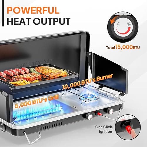 ROVSUN 2-in-1 Portable Camping Stove with Grill thumbnail 2