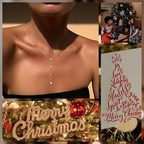 CHESKY Lariat Gold Necklace for Women Trendy, Dainty Long Necklace 14k Gold Plated/Silver Y-Shaped Pendant Necklace Layered Cz Beaded Chain Drop Necklaces Simple Gold Jewelry For Women Gift thumbnail 5