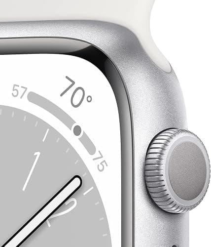 Apple Watch Series 8 [GPS, 41mm] - Silver Aluminum Case with White Sport Band - S/M (Renewed) thumbnail 4
