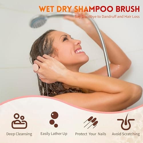 BEAUTLOHAS. Silicone Scalp Massager Shampoo Brush for Shower, Scalp Scrubber with Soft Bristles for Hair Growth & Dandruff Treatment, Wet Dry Hair Massager for All Hair Types of Women (Pink) thumbnail 5