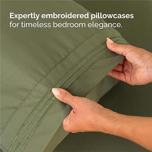 King Size 4 Piece Sheet Set - Comfy Breathable & Cooling Bed Sheets Set - Hotel Luxury Bedding for Women, Men, Kids, Teens, Boys & Girls - Deep Pockets, Soft and Wrinkle Free - Oeko-Tex - Sage Green thumbnail 7