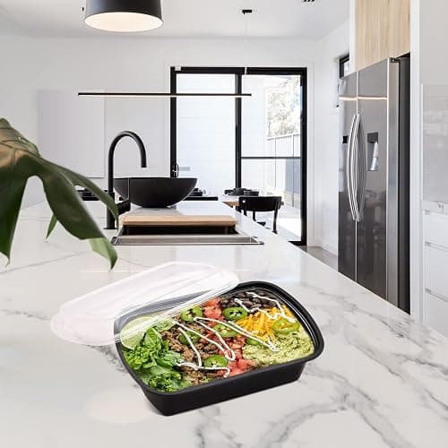 Kitch’nMore 38oz Meal Prep Containers, Extra Large &Thick Food Storage Containers with Lids, Reusable Plastic,Disposable Bento Box,Stackable,Microwave/Freezer/Dishwasher Safe, BPA Free (30Pack) thumbnail 2