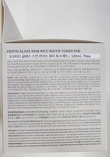 Toner Pads for Dry Dull Sensitive Skin Korean, #OOTD Retinol Ceramides Strengthen Skin Barrier Smoothing Hydrating, Toner Pad 70Pads 4.05oz 120ml thumbnail 2
