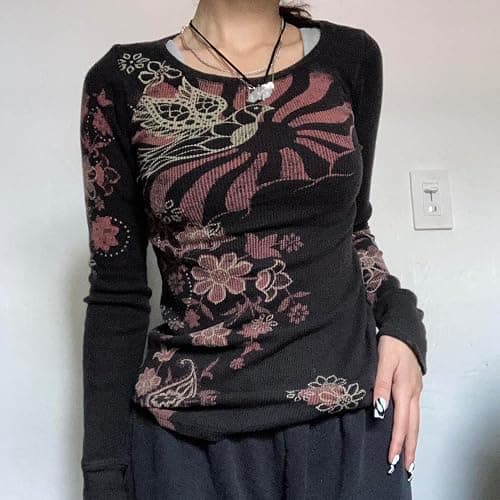 Lucakuins Women Y2k Long Sleeve Tops Fairy Grunge Graphic Tee Shirts Fairycore Aesthetic Fall Clothes Harajuku 90s Streetwear thumbnail 6