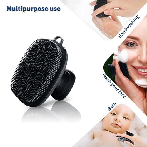 Face Scrubber, Silicone Face Scrubber for Men Facial Cleansing Brush Silicone Face Wash Brush Manual Waterproof Cleansing Skin Care Face Brushes for Exfoliating- Black thumbnail 3