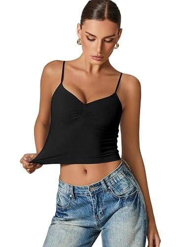 Avidlove Women Sexy V Neck Tank Top Spaghetti Strap Y2K Going Out Basic Cami Shirt thumbnail 4