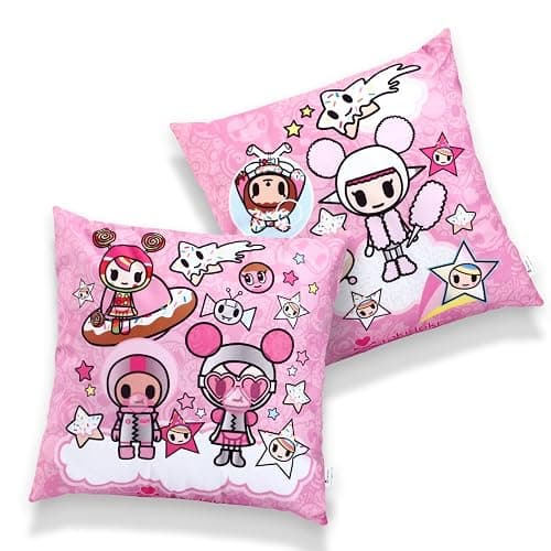 tokidoki Unicorno 18x18 Inch Pillowcase, 2 Pack Double-Sided | Donutella design, pink throw pillow covers. Soft durable polyester for sofa, kids room, home decor. - Image 1