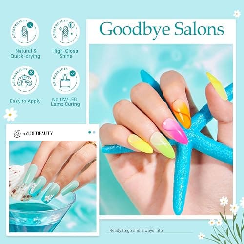 AZUREBEAUTY 42Pcs Dip Powder Nail Kit Starter, 32 Colors Spring Rainbow Bright Pink Red Green Acrylic Dipping Powder Set with Top/Base Coat Activator for French Art Manicure DIY Salon Gift thumbnail 6