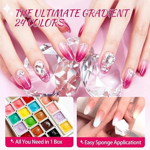 AOBOO 24 Well Mini Ombre Gel Nail Polish Kit - 24 Color Travel Size Soak Off UV LED Gel Polish Set with High Pigment for Gradient & Sponge Effect - Portable DIY Manicure Art Tool thumbnail 7