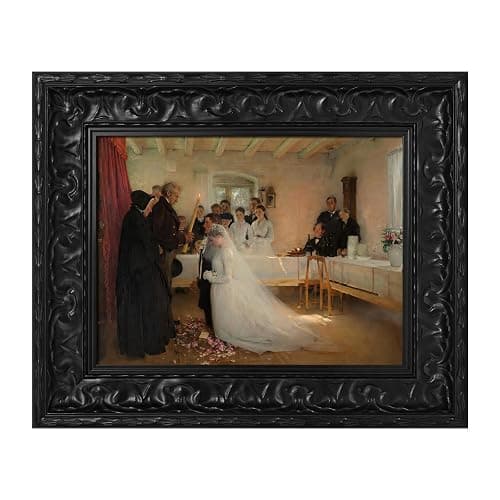 FOLKOR Retro Canvas Frame for 24x36 Vintage Wall Art Prints, 2.6" DIY Wood Plein Air Frames for French Countryside Still Life Paintings Home Office Hallway Guest Room Decor, No Glass & Back (Black) - Image 1