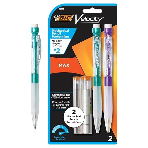 BIC Velocity Max Mechanical Pencils, With Colorful Barrel, Medium Point (0.7mm), 2-Count Pack Mechanical Pencils With Erasers and Lead Refills thumbnail 2