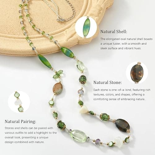 FULU AUTUMN Long Necklaces for Women Trendy Long Chunky Beaded Necklace Boho Fashion Costume Jewelry Mothers Day Gifts for Her thumbnail 4