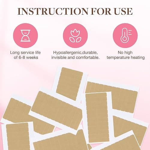 GOO GOO Hair Extension Tape Double Sided Adhesive Replacement Tape, Professional Strong Tapes for Tape in Hair Extensions 72pcs, 1.6 * 0.3inch per Piece thumbnail 6