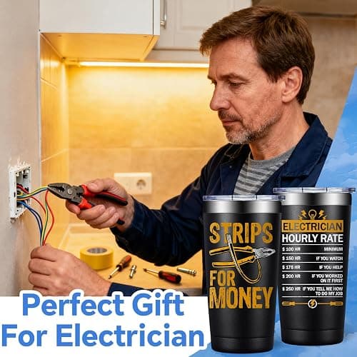 SpenMeta Electrician Gifts for Men - Christmas Gifts for Electricians, Cowoker, Dad, Husband, Boyfriend - 20oz Strips For Money Tumbler Cup thumbnail 3
