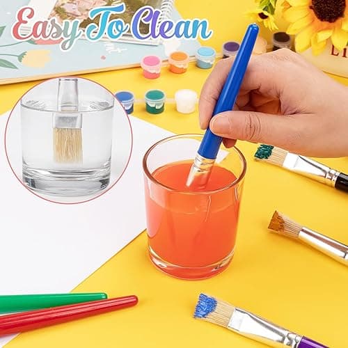 Paint Brushes for Kids, 10 Pcs Big Washable Chubby Toddler Paint Brushes, Easy to Clean & Grip Round and Flat Preschool Paint Brushes with No Shed Bristle for Acrylic Paint, Washable Paint thumbnail 6