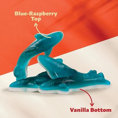Blue Sharks Gummy Candy | 2 Pound Bag | Fruity Shark Gummies | Soft Chewy Gummy Fish for Parties, Candy Buffets, Themed Events | Blue Raspberry and Vanilla Flavors thumbnail 3
