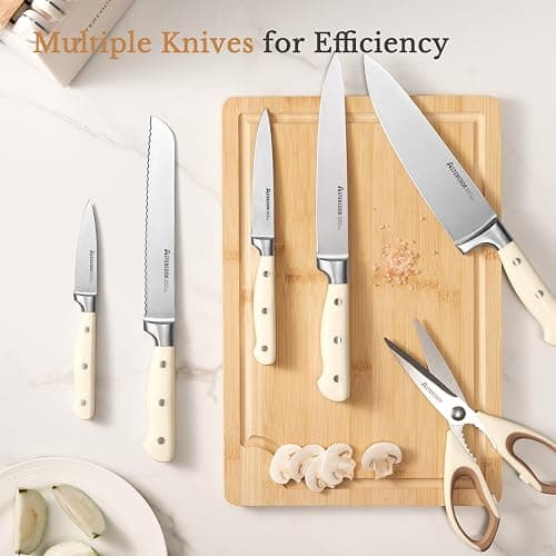Knife Set,Astercook Kitchen Knife Set with Block 14-Piece Full Tang Stainless Steel Knives with Sharpener Dishwasher Safe and Anti-Slip Ergonomic Handle Valentine's Gift Utensils Set thumbnail 7