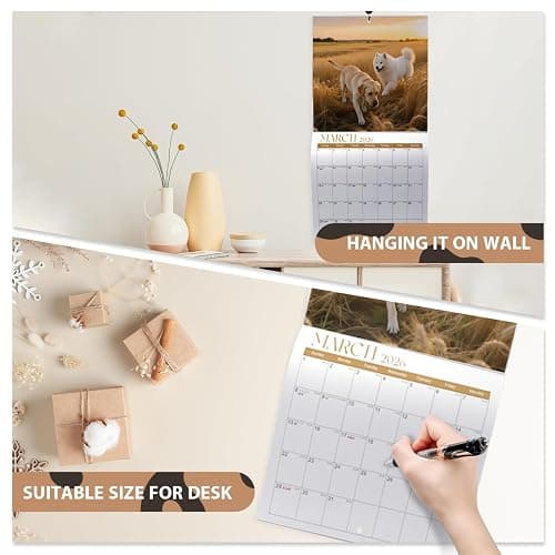 2026 Wall Calendar, Large Monthly Wall Calendar Dogs, Jan 2026 - Dec 2026, 12" x 24" (Opened), Hanging Planning Calendars for Family Home Office Supplies thumbnail 7