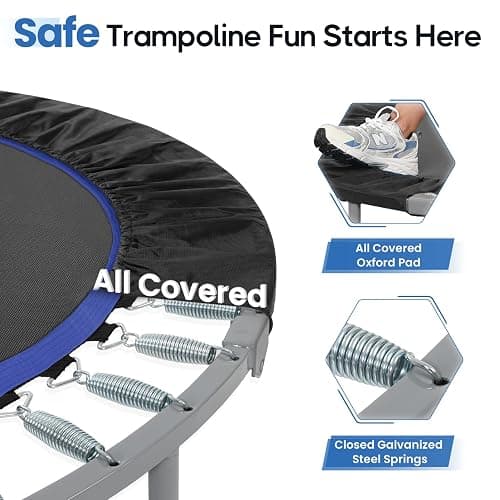 BCAN 38"/40''/48'' Foldable Mini Trampoline Fitness Trampoline with Safety Pad,Rebounder Exercise Trampoline for Adults Indoor/Garden Workout,Max Load 300lbs/440lbs thumbnail 5
