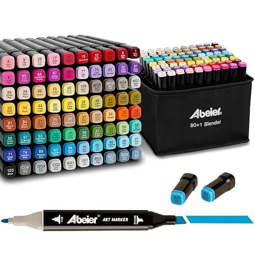 ABEIER 80 Colors Alcohol Based Markers, Dual Tip Drawing Markers Set, plus 1 Colorless Blender Pen, Permanent Sketch Animation Marker for Kids, Plumones, Adults Coloring and Artist Illustration - Image 1