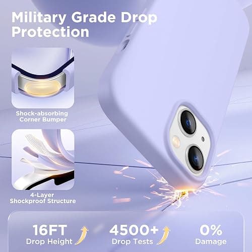 GolbinBox Magnetic for iPhone 13 Case & iPhone 14 Case, Compatible with MagSafe, [Soft Anti-Scratch Microfiber Lining], Slim Liquid Silicone Shockproof Protective Phone Case 6.1 inch, Lilac thumbnail 5